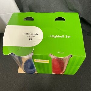 Kate Spade New York Highball Set of 4 Colorful Base Barware Glasses